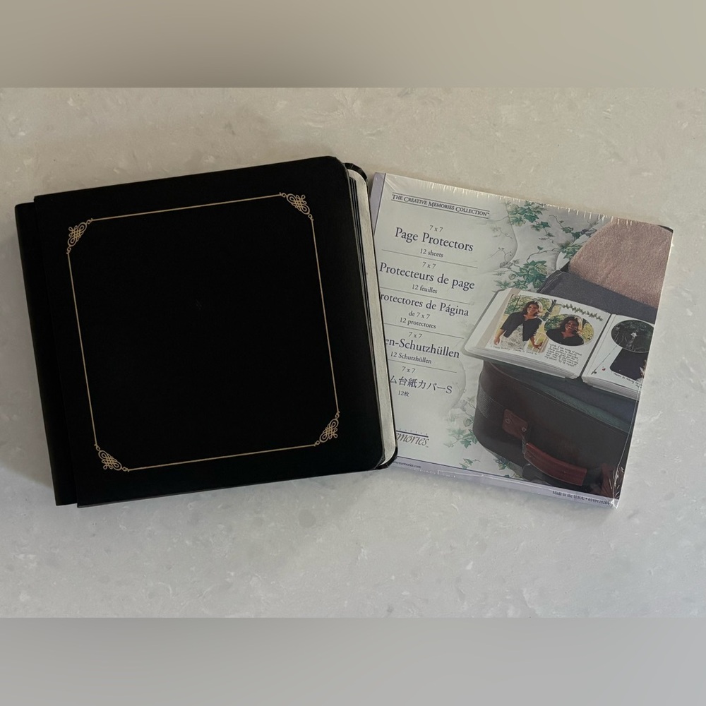 Creative Memories 7X7 Black Photo Album with Page Protectors